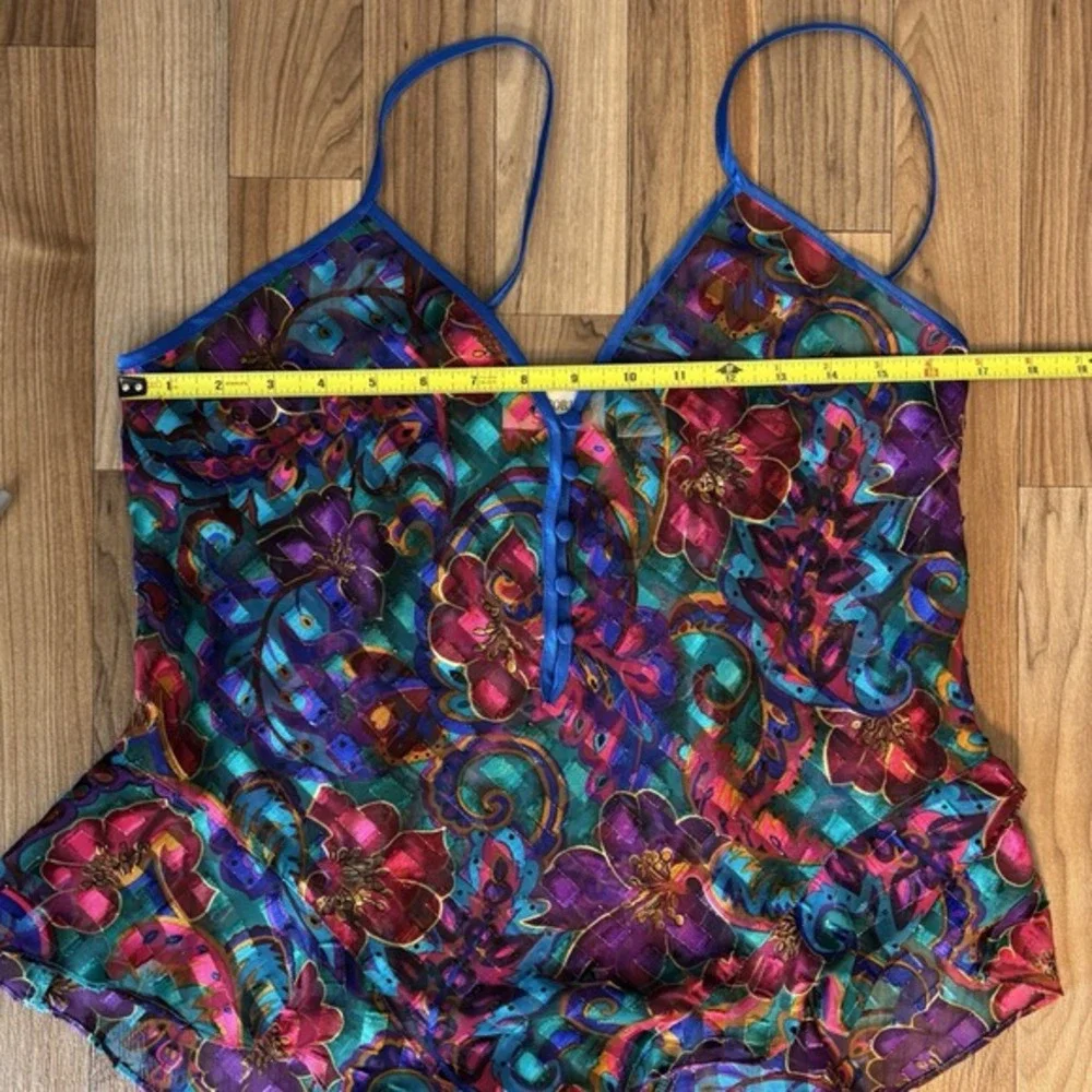 Vintage Victoria's Secret VS Gold‎ Label Lingerie Teddy Size M Coquette Rainbow
